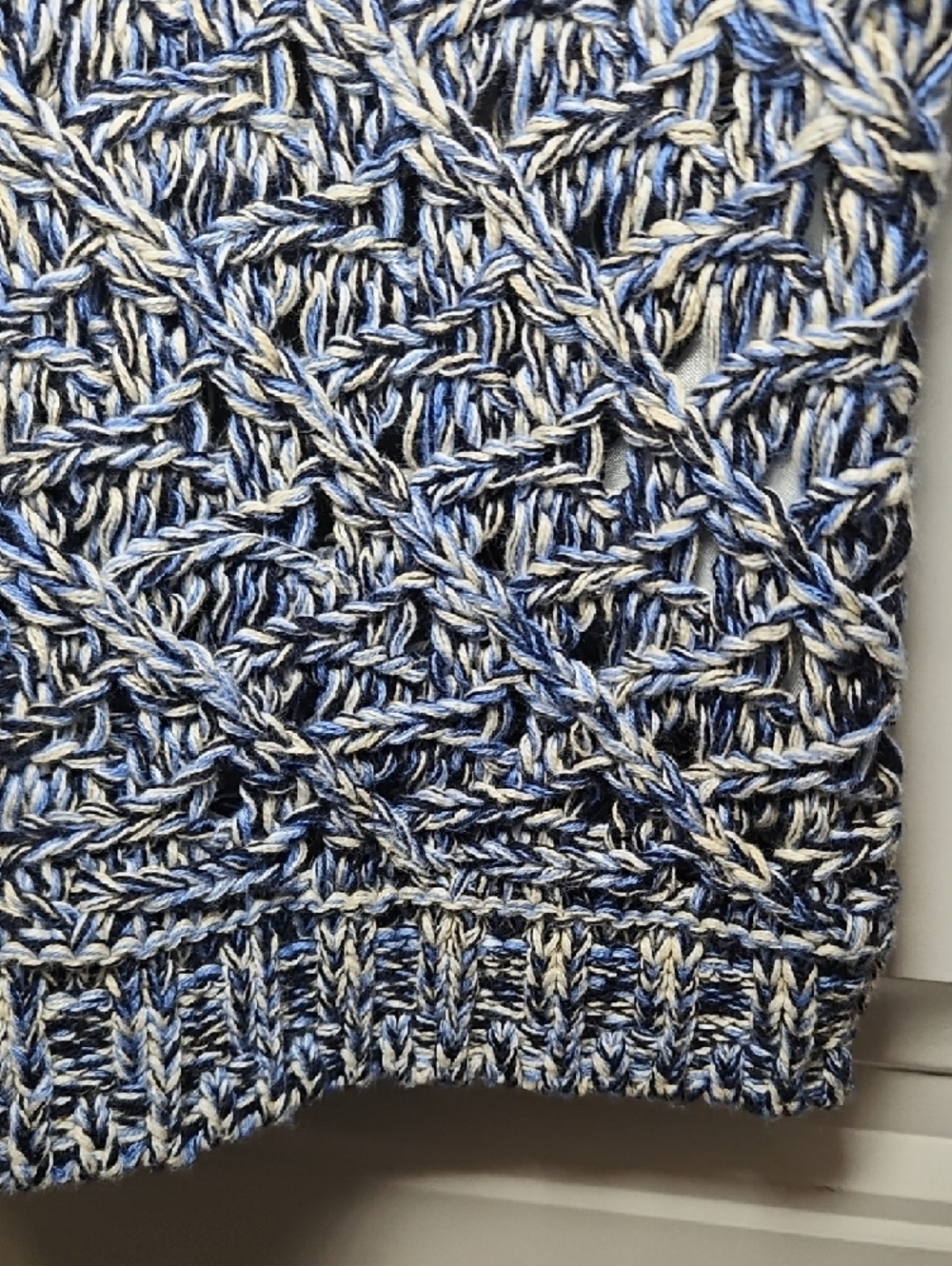 Alison Sheri Navy & White Open Marled Knit Sweater New - Picture 4 of 6